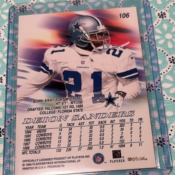 Deion SANDERS 1999 Fleer/Skybox TRADED Football card #106 - Picture 2 of 5